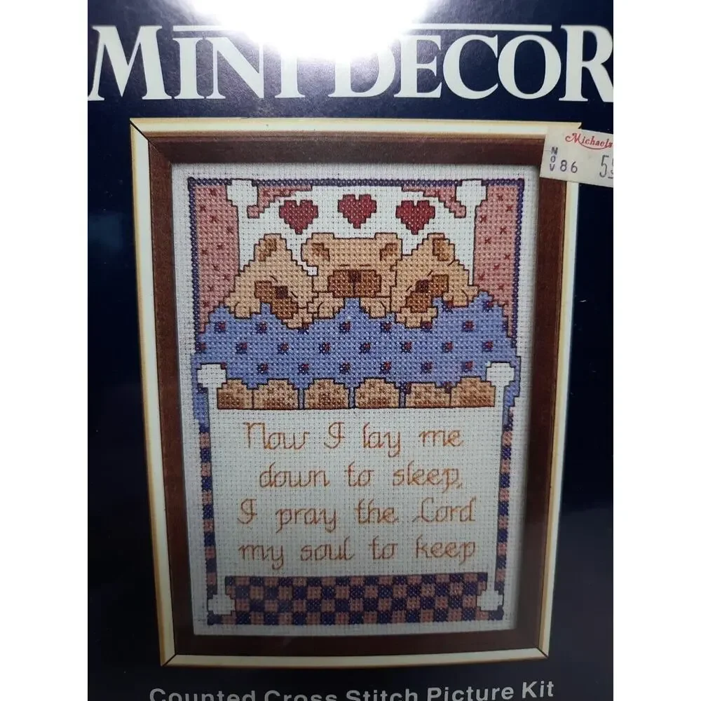 Paragon Mini Decor Counted Cross Stitch Picture Kit Childs Prayer Bears 5x7